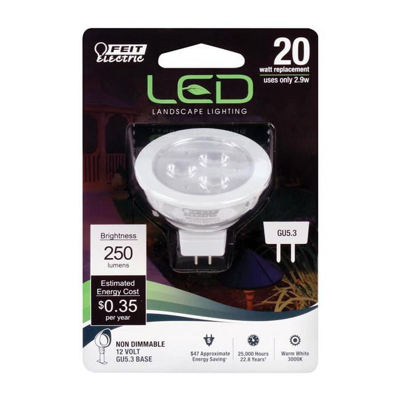 3901279 3 Watts Gu5.3 Led Bulb With 250 Lumens Warm White Landscape & Low Voltage 20 Watts Equivalence - Case Of 6