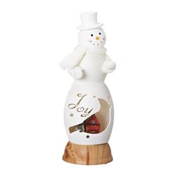 9721044 Snowman With Cardinal Scene Led Christmas Decoration, White - Plastic
