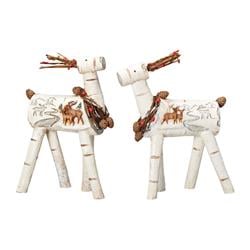 9721242 Standing Deer With Painted Scene Christmas Decoration, White - Resin - Case Of 2