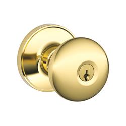 5001567 Traditional Bright Brass Metal Entry Knobs - Ansi Grade 2, 1.75 In.