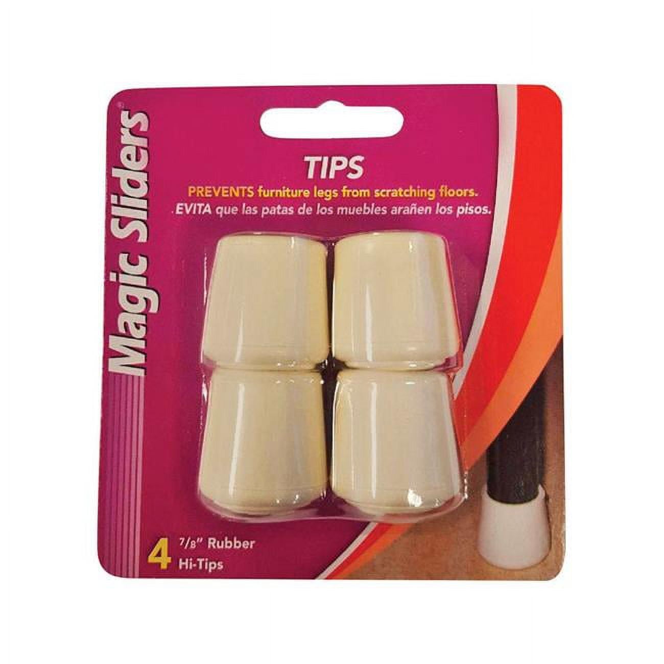 5954391 Rubber Round Leg Tip, White - 0.88 In. - Pack Of 4