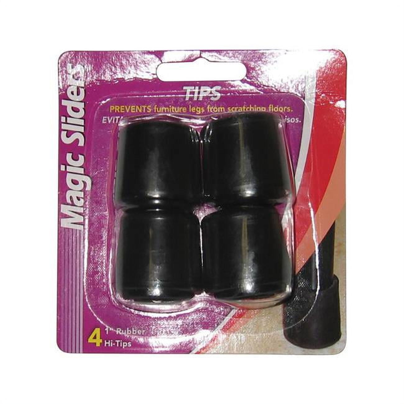 5005780 Rubber Round Leg Tip, Black - 1 In. - Pack Of 4