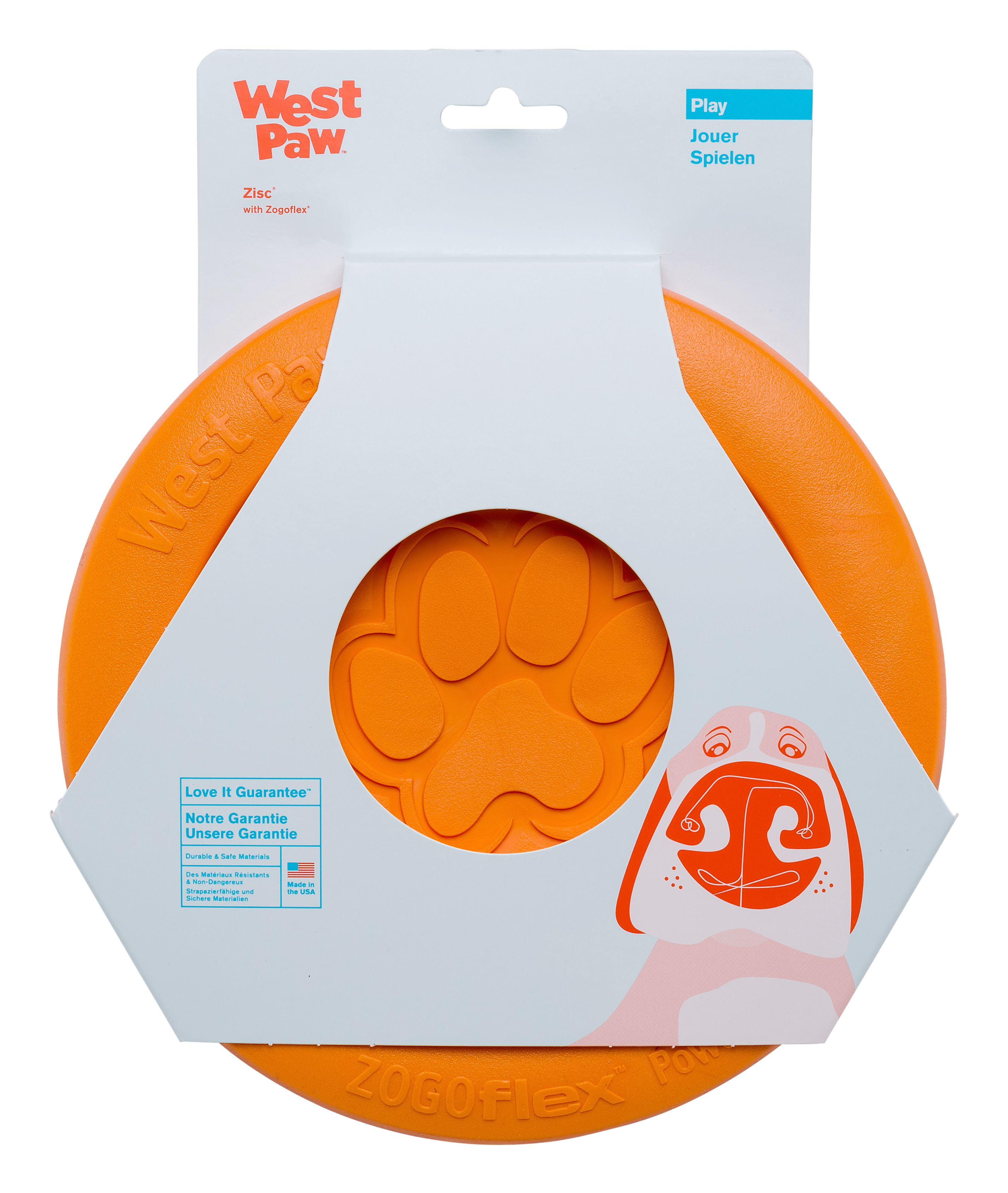 West Paw 8000375 Zogoflex Orange Zisc Disc Synthetic Rubber Frisbee Large