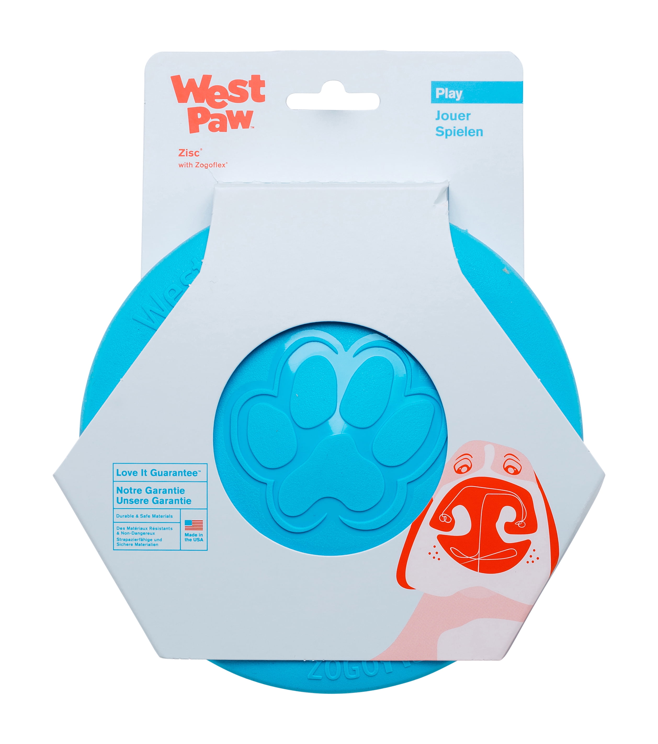 West Paw 8000397 Zogoflex Blue Zisc Disc Synthetic Rubber Frisbee, Medium