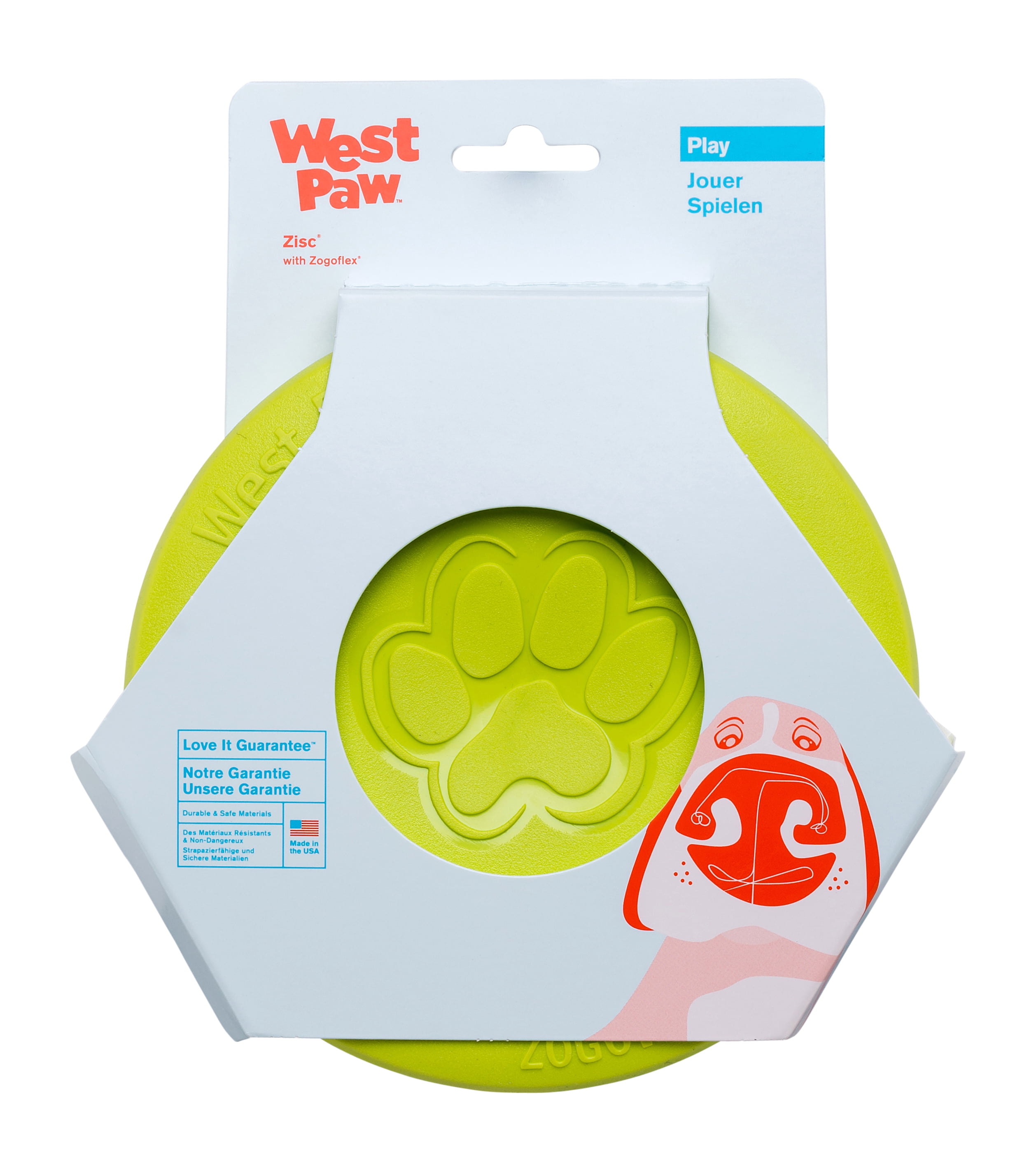 West Paw 8000463 Zogoflex Green Zisc Disc Synthetic Rubber Frisbee, Medium