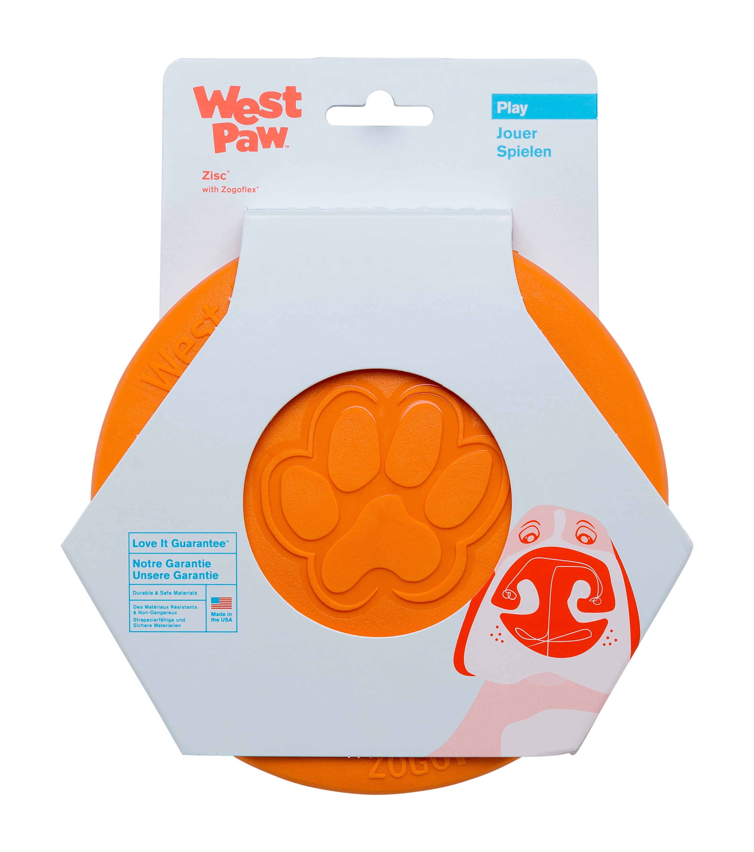 West Paw 8000401 Zogoflex Orange Zisc Disc Synthetic Rubber Frisbee, Small