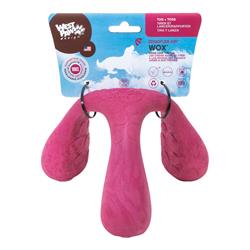 West Paw 8000436 Zogoflex Air Pink Wox Tri-handle Synthetic Rubber Dog Tug Toy, Medium