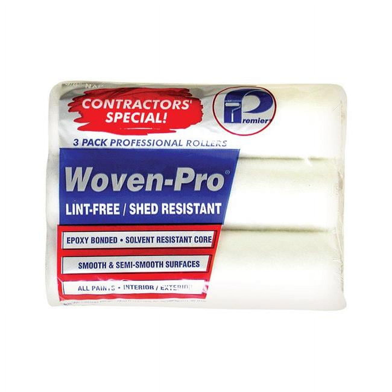 1882513 Woven-pro Polyester 0.38 X 9 In. Paint Roller Cover For Smooth, Semi-smooth - Pack Of 3