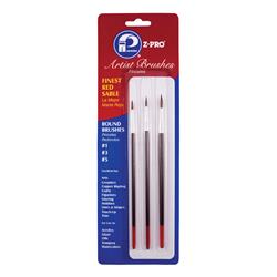 1803246 Z-pro 1, 2, 3 In. Round Red Sable Artist Paint Brush Set - Pack Of 3