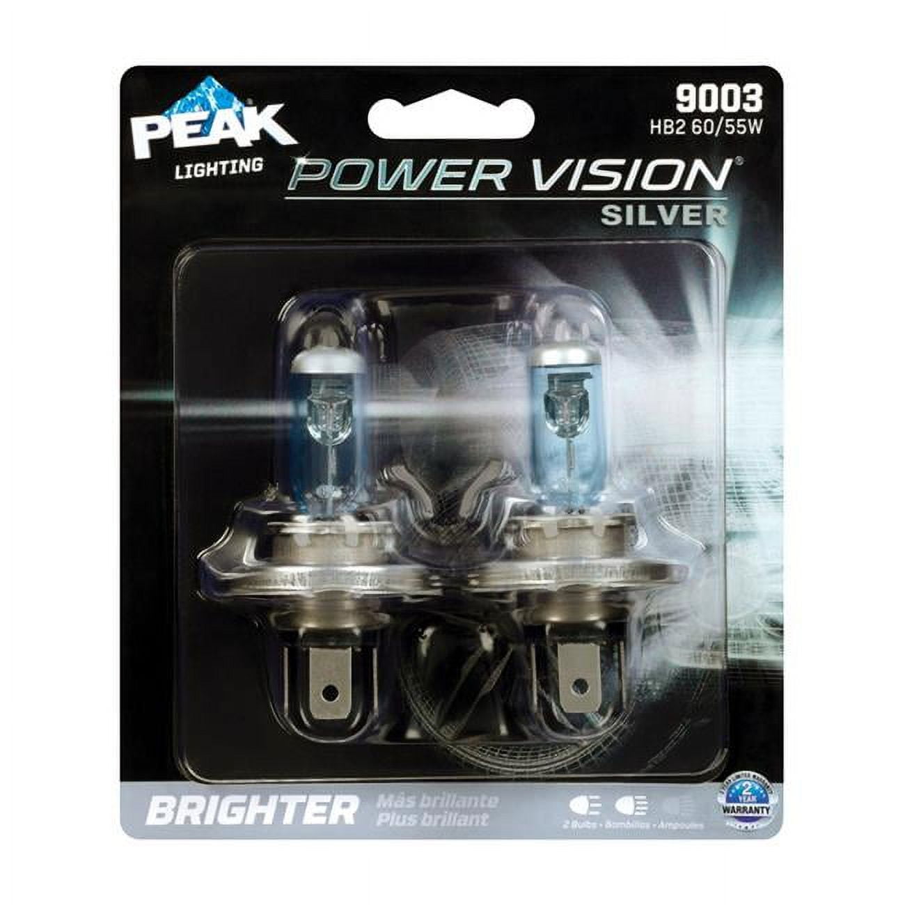 8020170 Power Vision Silver 12.8 V Halogen T5 Automotive Bulb - 9003 Hb2 60 & 55w - Pack Of 2