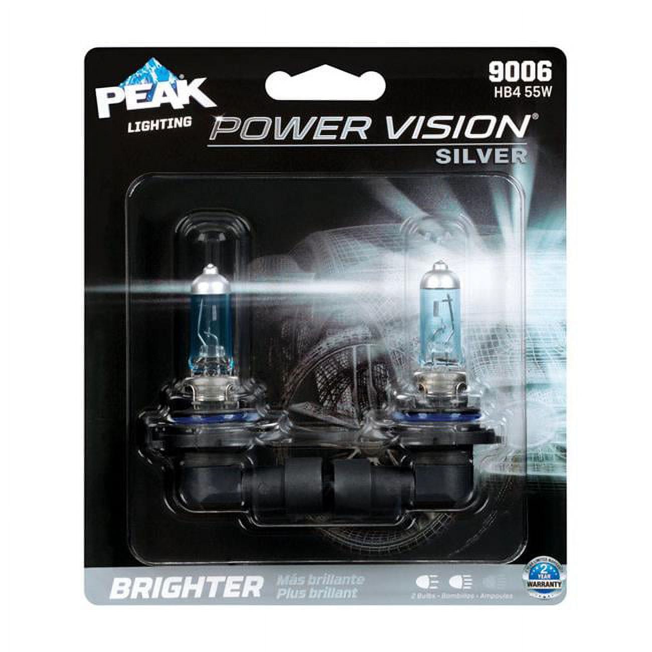 8020169 Power Vision Silver 12.8 V Halogen T4 Automotive Bulb - 9006 Hb4 55w - Pack Of 2
