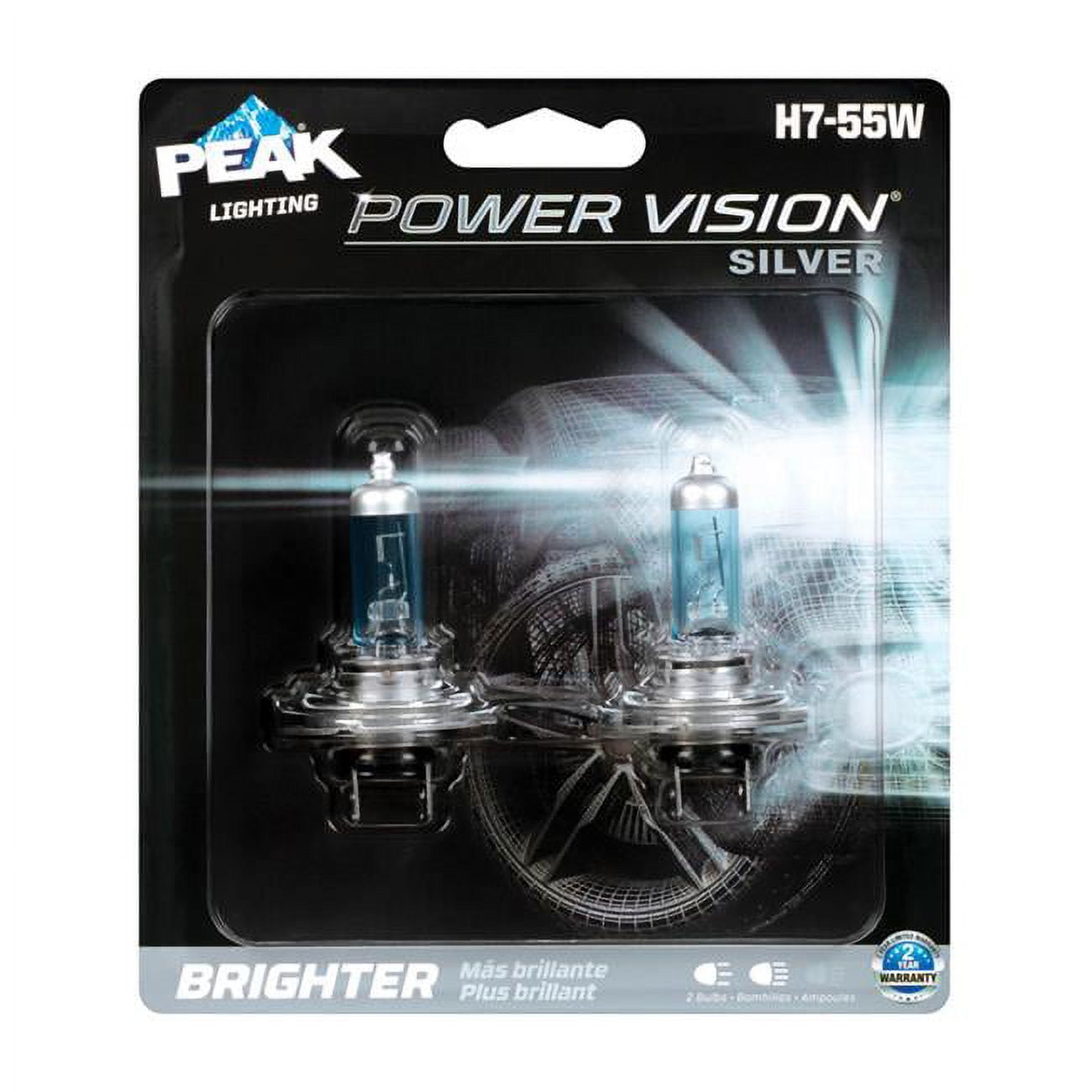 8020246 Power Vision Silver 12.8 V Halogen T3-1-4 Automotive Bulb - H7-55w - Pack Of 2