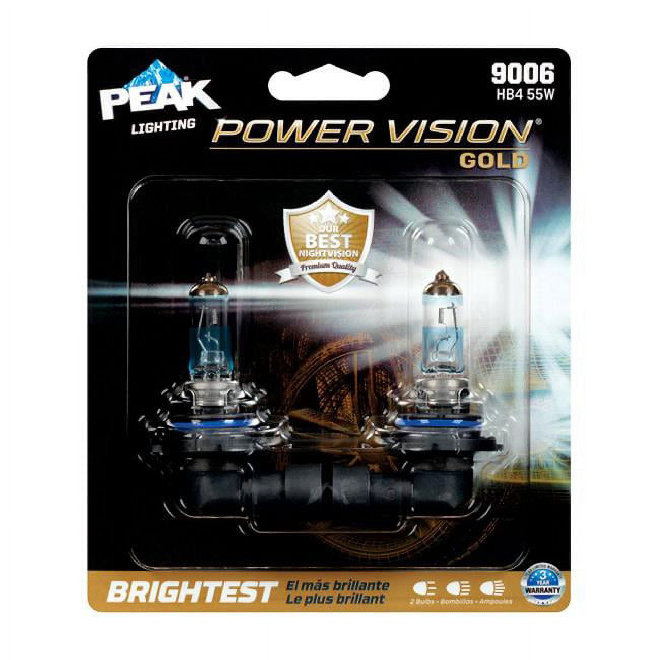 8020178 Power Vision Gold 12.8 V Halogen T4 Automotive Bulb - Hb4 55w - Pack Of 2