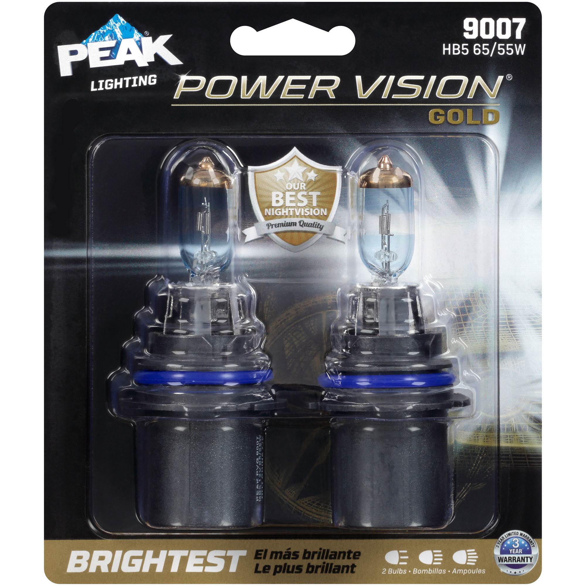 8020201 Power Vision Gold Automotive Bulb - 9007 Hb5 65 & 55w - Pack Of 2