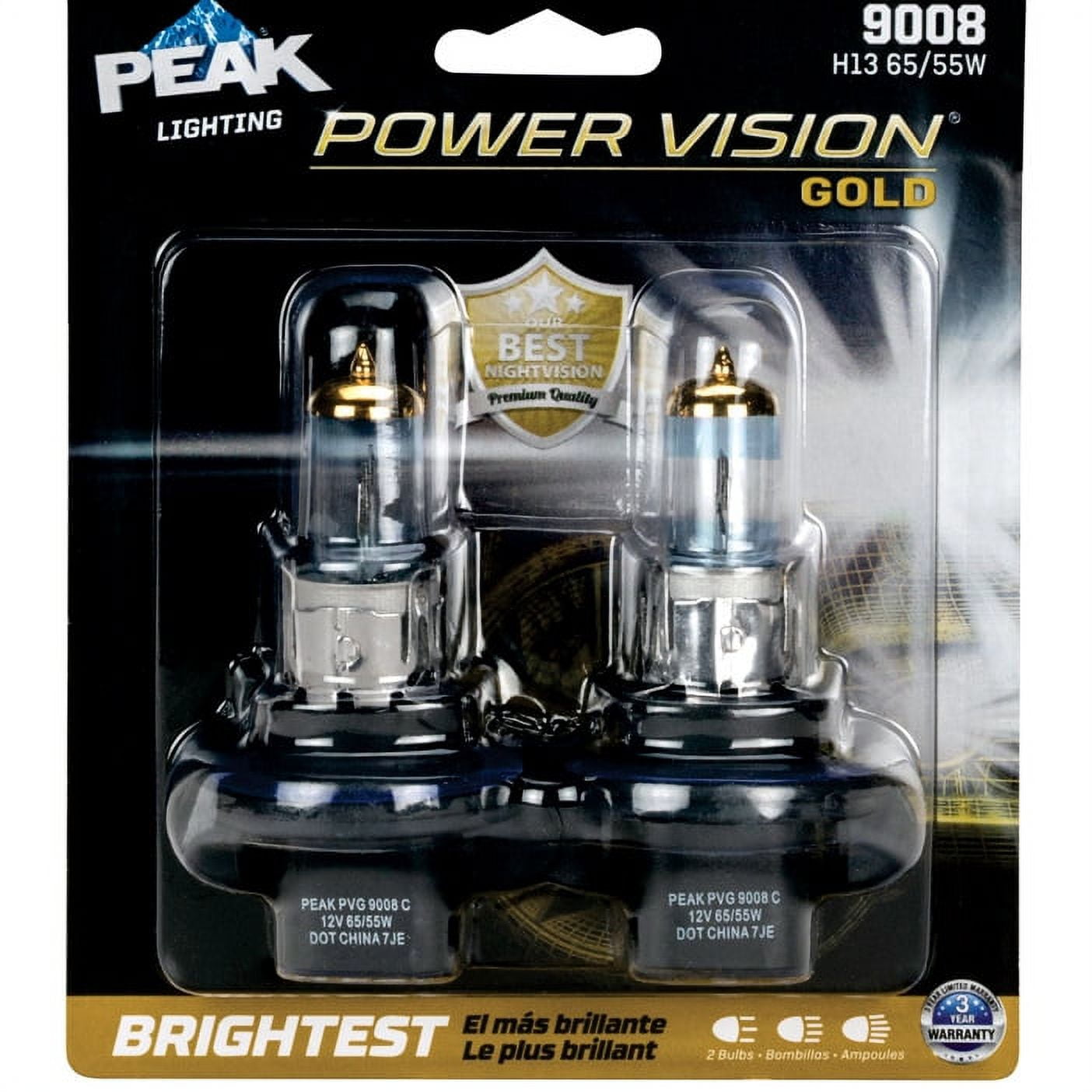 8020235 Power Vision Gold 12.8 V Halogen T5 Automotive Bulb - 9008 H13 65 & 55w - Pack Of 2