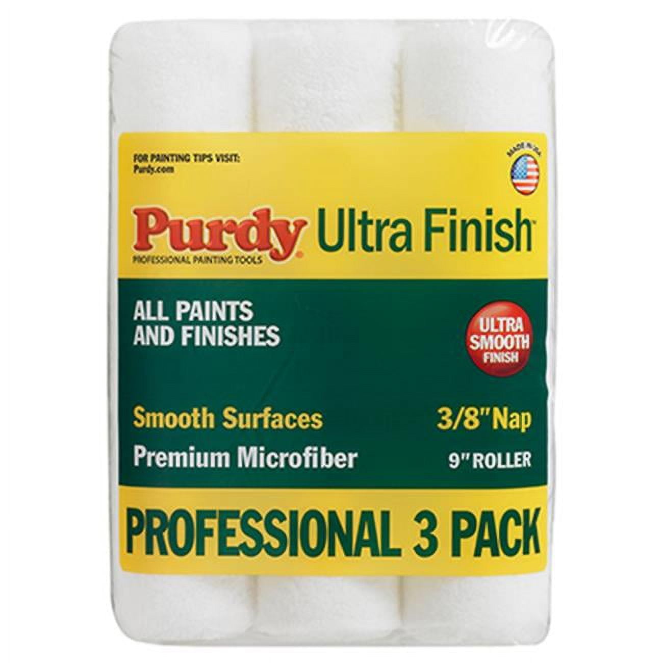 1663137 Ultra Finish Microfiber 0.38 X 9 In. Regular Paint Roller Cover For Smooth Surfaces - Case Of 64 - 3 Per Pack