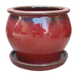 7794993 8 In. Dia. Red Ceramic Planter - Case Of 2