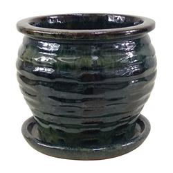 7794969 8 In. Dia. Green Ceramic Planter - Case Of 2