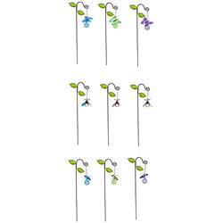 8016078 Glass & Iron Assorted Color 11.8 In. Glow In The Dark Outdoor Garden Stake - Case Of 24