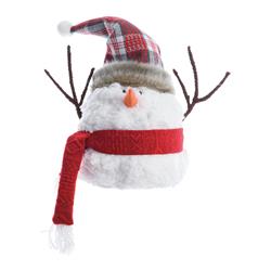 9708702 Snowman With Santa Hat Christmas Decoration, Red & White - Polyester - Case Of 4