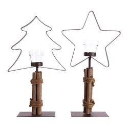 9708728 Iron Tealight Holder Christmas Decoration, Brown - Metal - Case Of 12