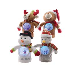 9708975 Charaters With Snowglobe Belly Christmas Decoration, Assorted Color - Polyester - Case Of 8