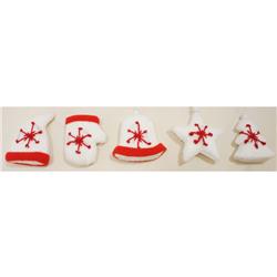 9461591 Knitted Mixed Icon Christmas Light Set, Red & White, Fabric - 10 Count