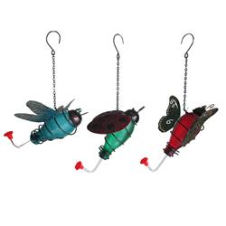 Infinity 8914640 Hummingbird 4 Glass, Metal & Plastic Nectar Feeder - 1 Ports, Assorted Color - Case Of 6