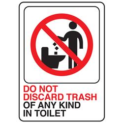 Hy-ko Products 5992870 English Do Not Discard Trash In Toilet Sign, Black & Red - Plastic 7 X 5 In. - Case Of 5
