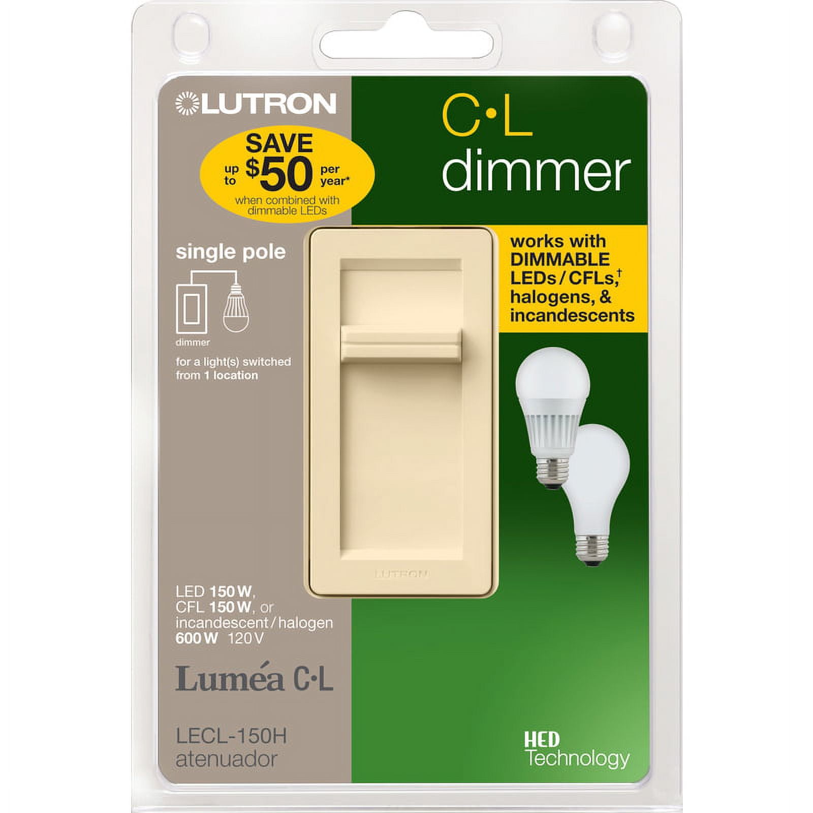 3909520 Lumea -cl Light Almond 150 Watts Slide Dimmer Switch