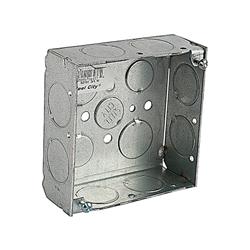 3822053 4 In. Square Galvanized Steel Outlet Box, Silver