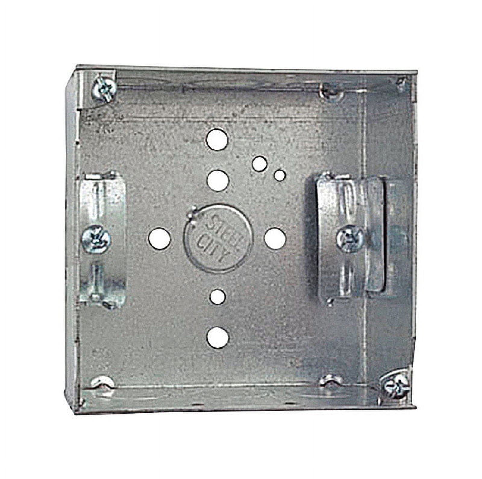 3822392 4 In. Square Galvanized Steel Outlet Box, Silver