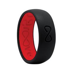 6574784 Unisex Round Midnight Black & Raspberry Red Wedding Band With Water Resistant, Silicone