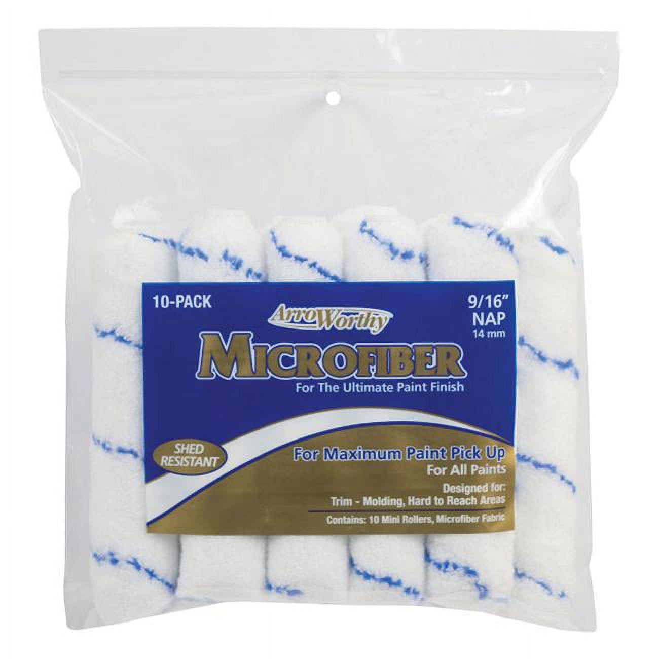 1895846 Microfiber 0.56 X 6.5 In. Paint Roller Cover, White - 10 Per Pack - Case Of 6