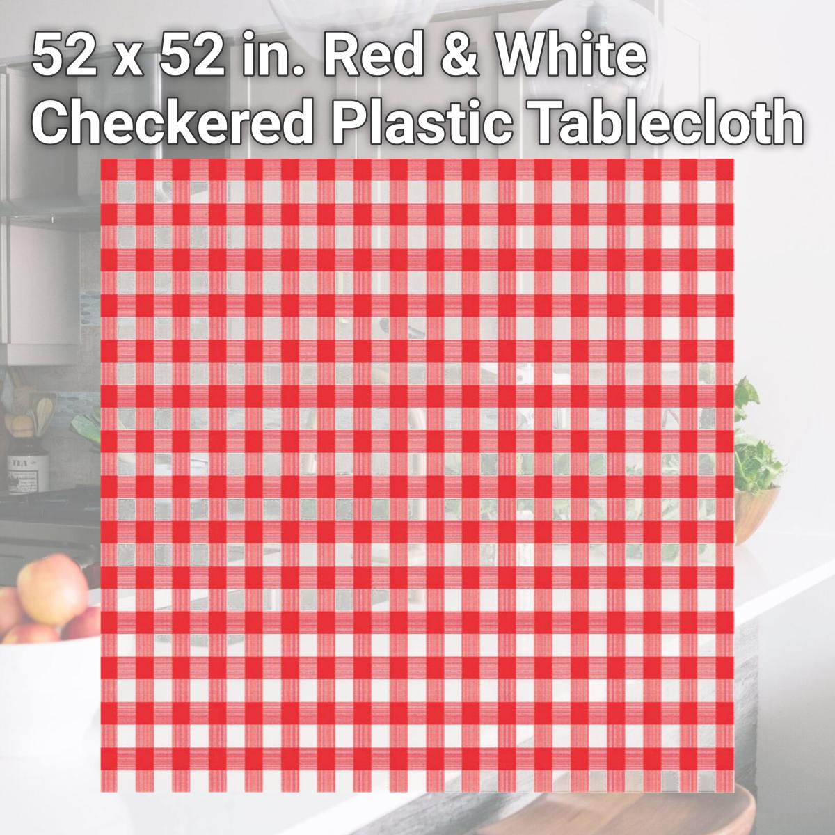 Picture of Magic Cover 6739445 52 x 52 in. Red & White Checkered Plastic Tablecloth
