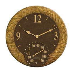6738652 Resin Dial Clock & Thermometer, Brown