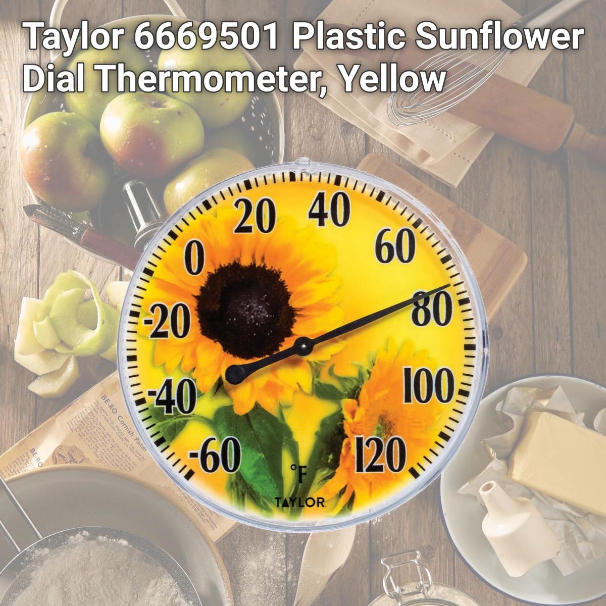 Picture of Taylor 6669501 Plastic Sunflower Dial Thermometer, Yellow