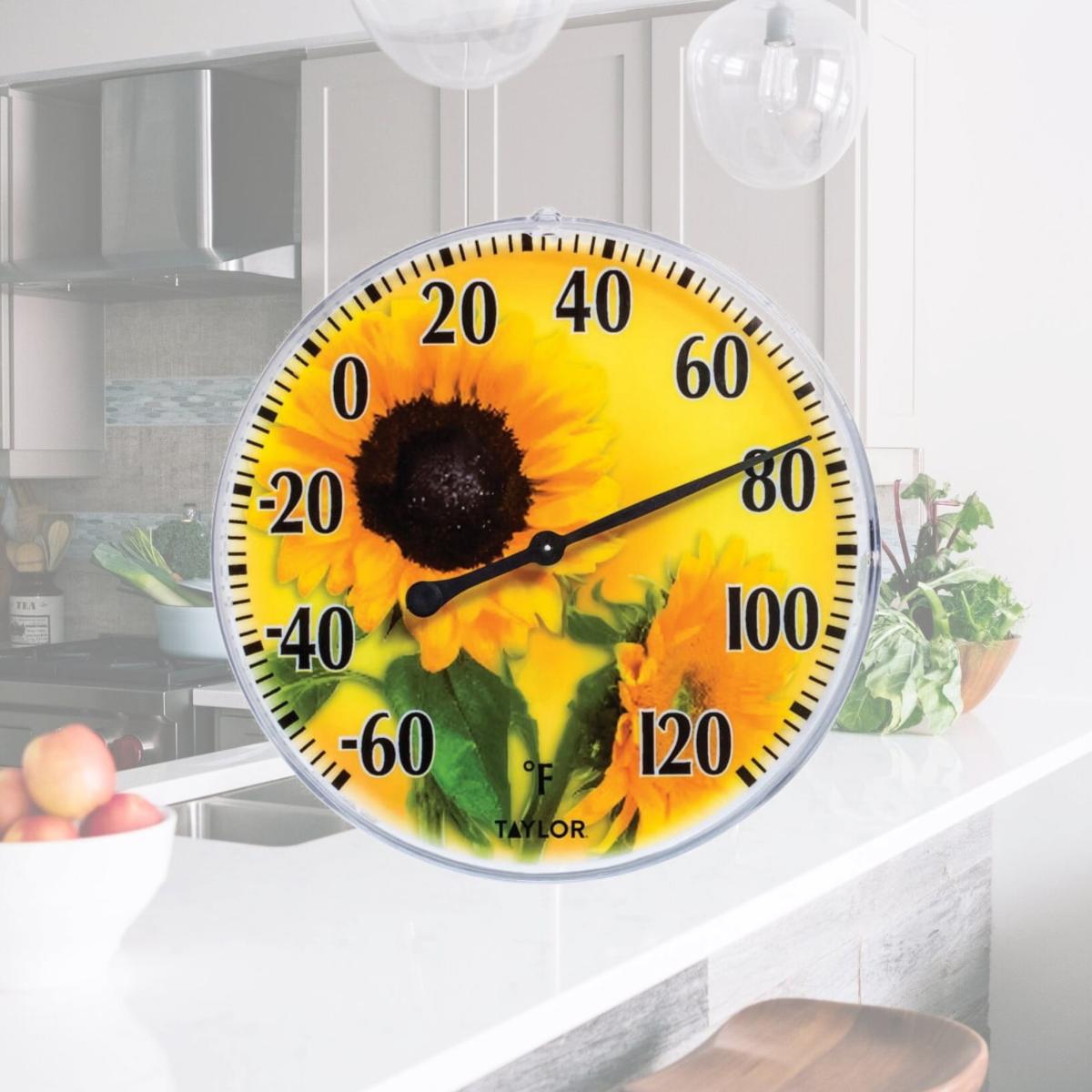 Picture of Taylor 6669501 Plastic Sunflower Dial Thermometer, Yellow