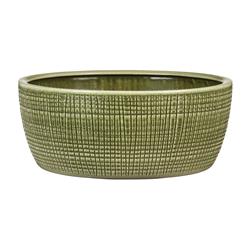 7803372 3.5 In. X 8.25 In. Dia. Antique Green Ceramic Low Bowl Planter, Pack Of 2