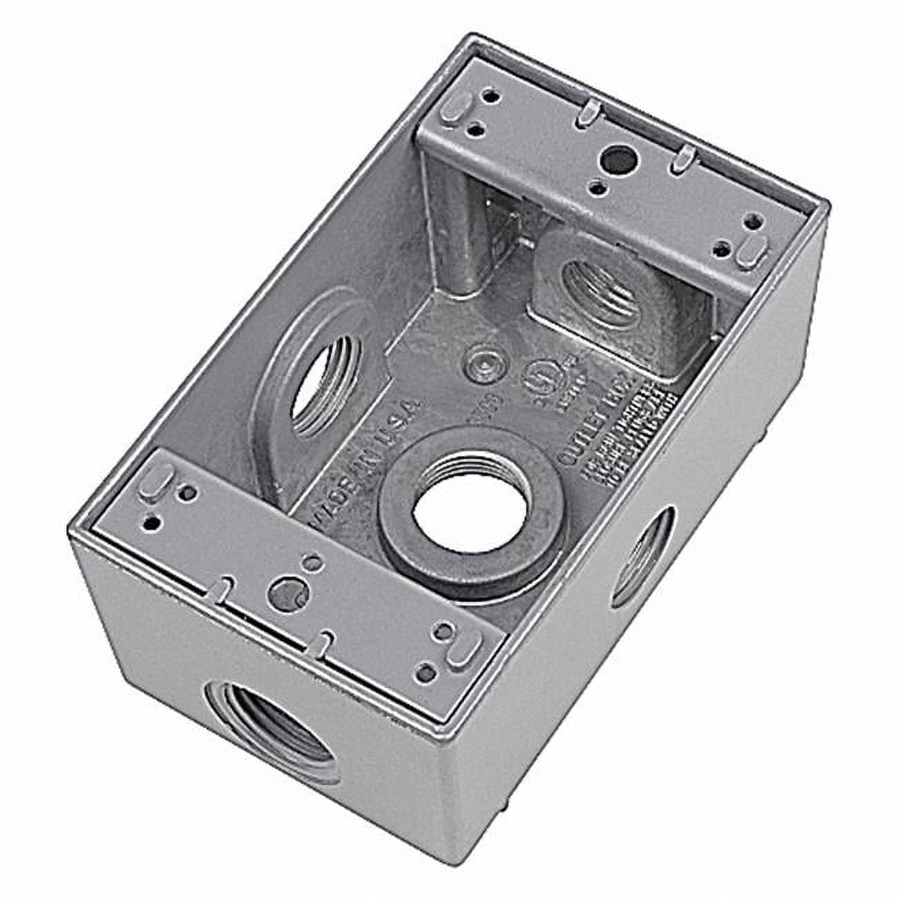 3823259 4.53 In. Rectangle Aluminum 1 Gang Outlet Box, Silver