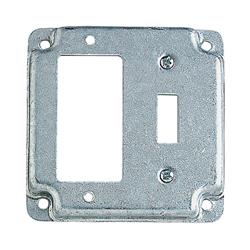 3820016 Square Steel 2 Gang Combo Box Cover For 1 Gfci Receptacle & 1 Toggle Switch