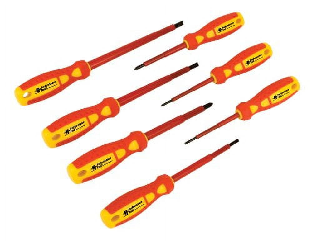 2797884 Phillips & Slotted Electrical Screwdriver Set, Chrome Vanadium Steel Red & Yellow - 7 Piece
