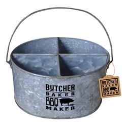 9731381 4 Tin Compartment Divided Pail With Handle Tin - Pack Of 2