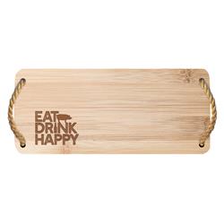 9731753 Eat Drink Happy Tray Bamboo & Rope - Pack Of 4