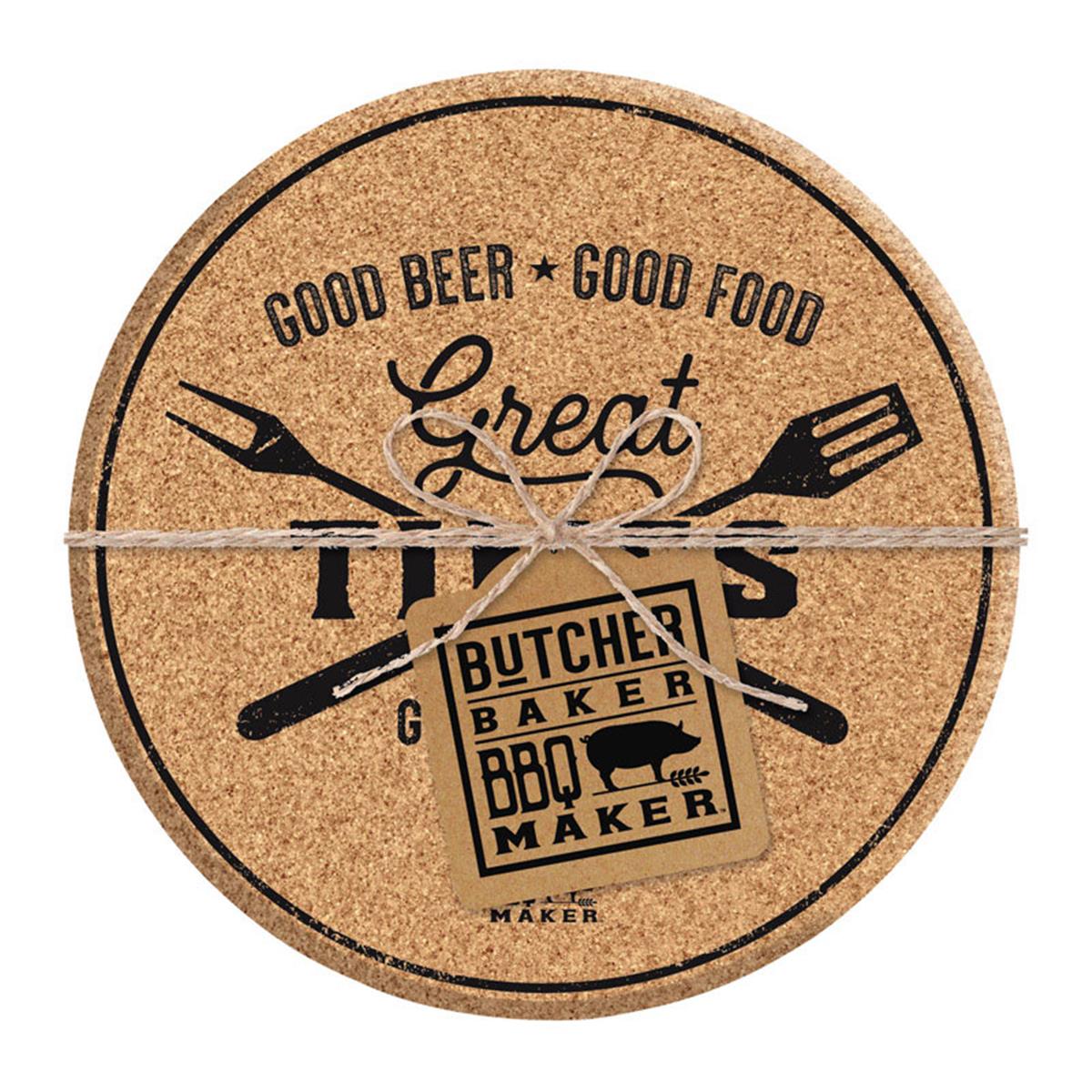 9731712 Good Beer, Good Food & Great Times Cork Trivet - 2 Per Pack & Pack Of 4