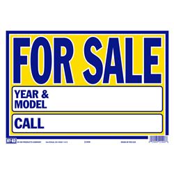 Hy-ko 5992839 9 X 13 In. English Auto For Sale Polystyrene Sign - Yellow & Blue, Pack Of 10