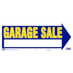 Hy-ko 5992797 9 X 18 In. English Garage Sale Arrow Polystyrene Sign - Yellow & Blue, Pack Of 10