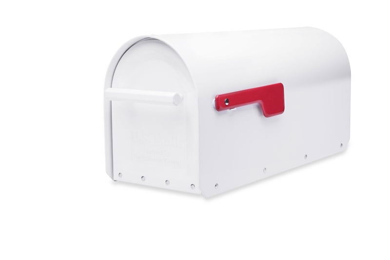 5007871 Sequoia Galvanized Steel Post Mounted White Mailbox, 9.72 X 8.03 X 20.79 In.
