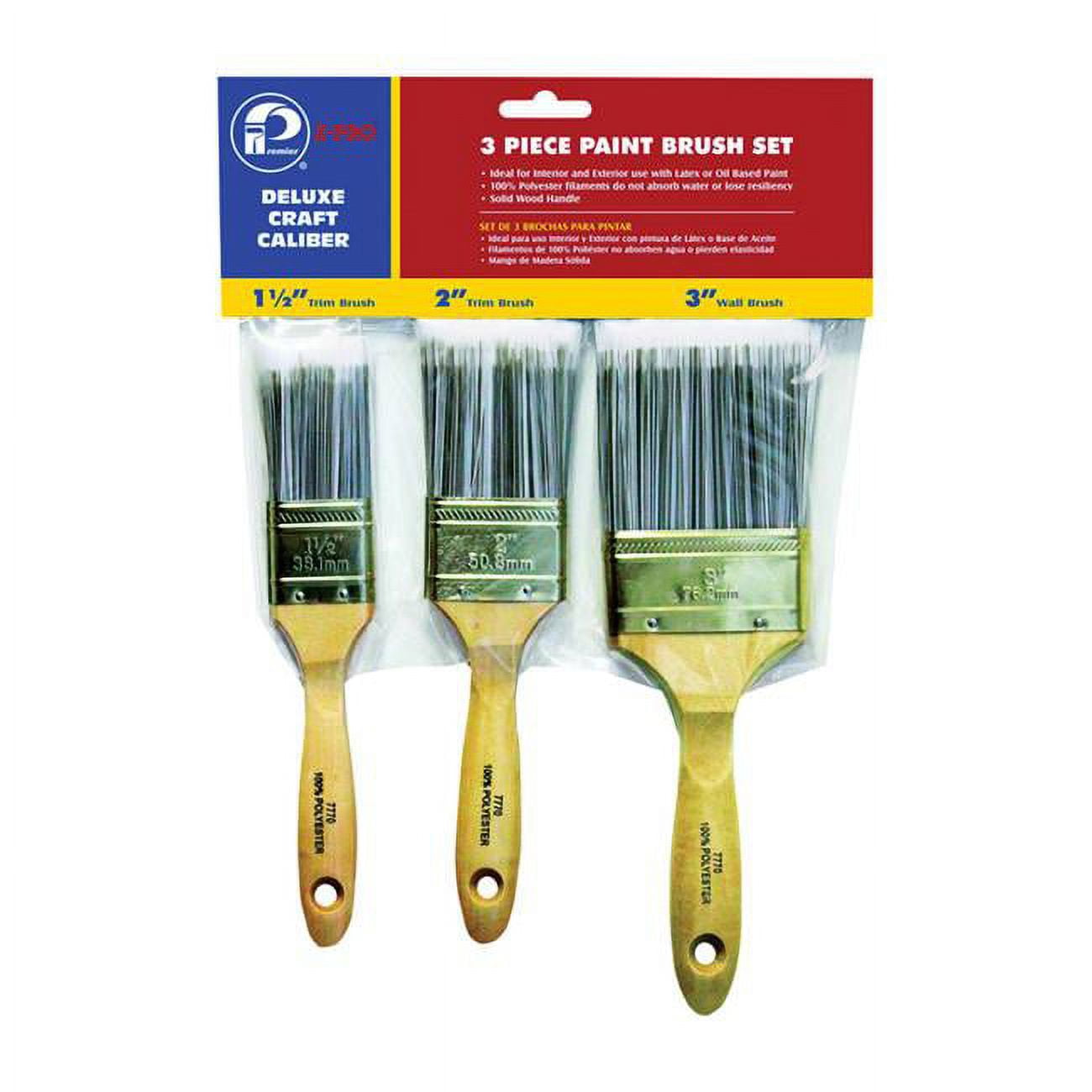 1803410 1.5, 2 & 3 In. Flat Polyester Paint Brush Set