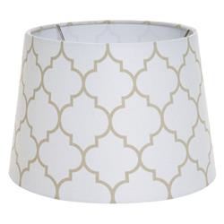 3805298 Drum Brown & White Fabric Lamp Shade